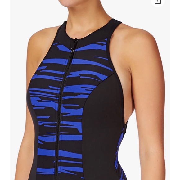 Seafolly Fastlane Scuba One Piece Swimsuit in Blue Ray - Picture 3 of 6
